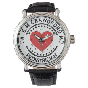 Montre Docteur en caoutchouc Timbre Coeur ECG avec votre 