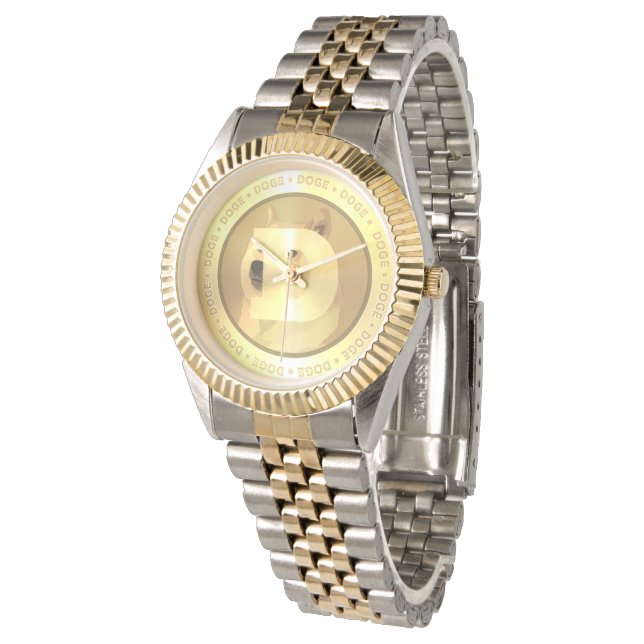 Montre DOGE dogecoin : Gold Blank Watch (Incliné)