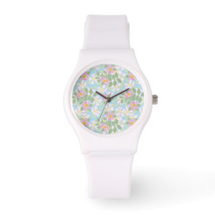 Montre Dogrots roses sur Sky Blue Sporty White Wristwatch