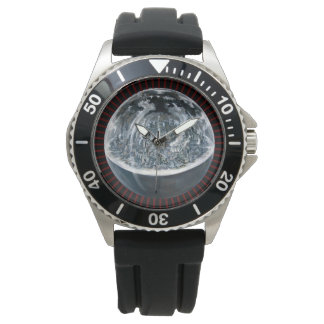 Montre Domed Flat Earth Hommes Couronne Protector Watch