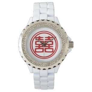 Montre Double Bonheur Rouge foncé - rond