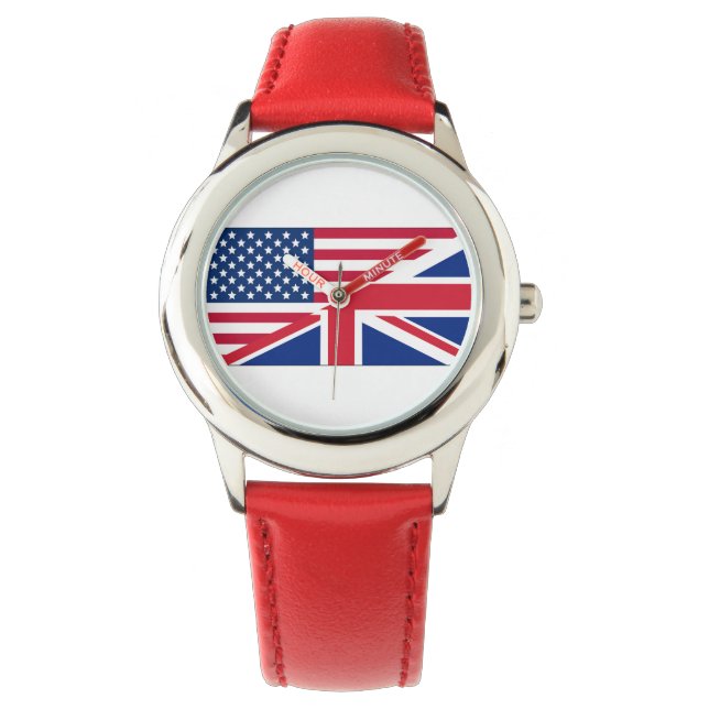 Montre Double Citoyen American British Flag Kids Watch (devant)