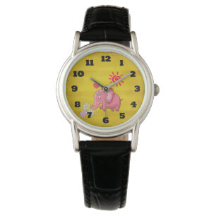 Montre Doux Eléphant Rose Mignonne Daisis De Coussin