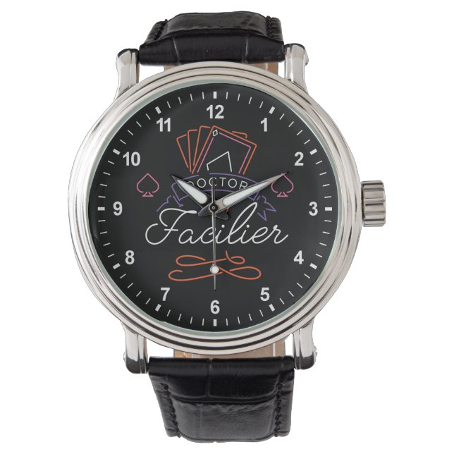 Montre Dr Facilier | Logo de badge de la carte Neon (devant)