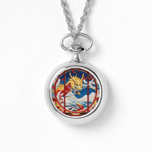 Montre Dragon à souffle de feu Or et rouge