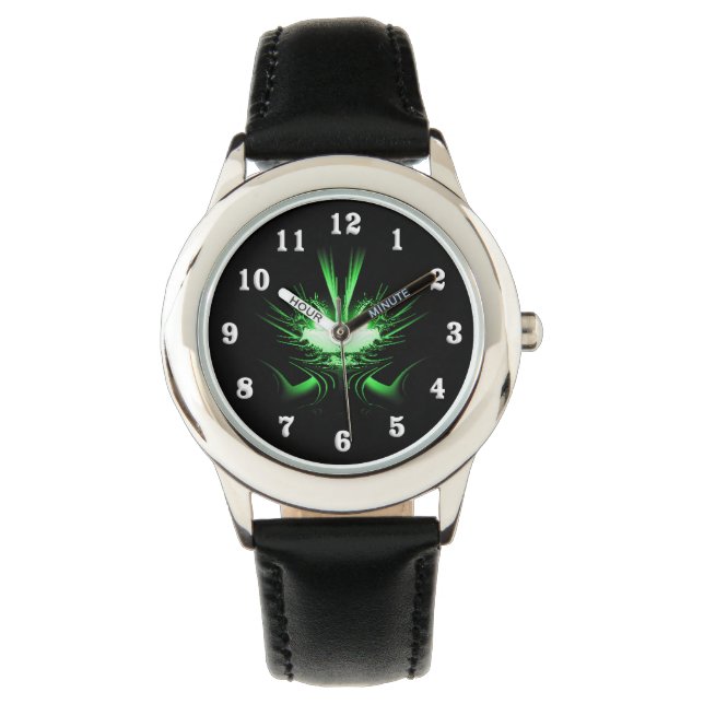 Montre Dragon Alien vert aux yeux brillants (devant)