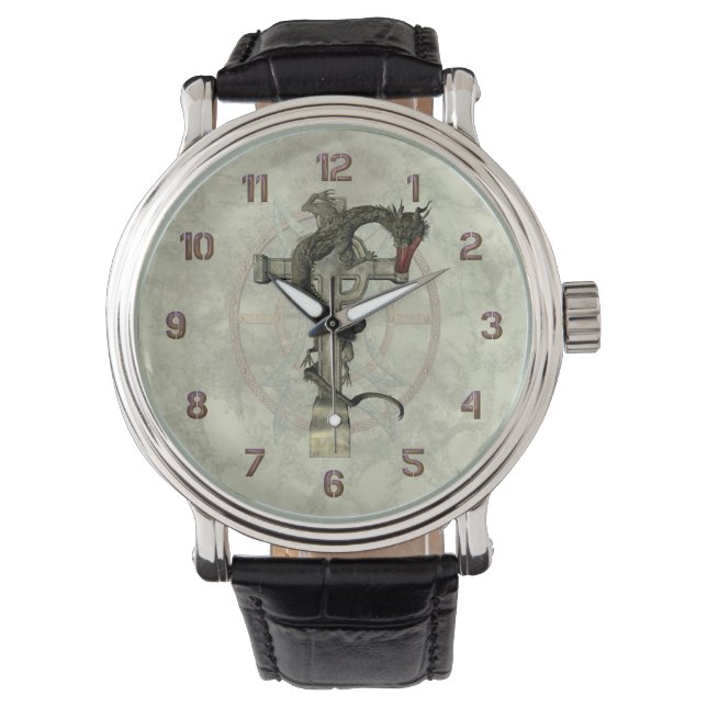 Montre Dragon chinois & Croix celtique (devant)
