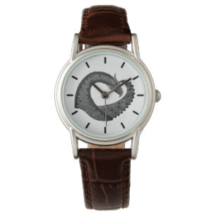 Montre Dragon de coeur noir sur blanc