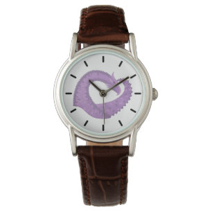Montre Dragon de coeur violet de lavande blanc