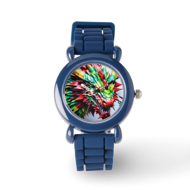 Montre Dragon de respiration par feu vert et rouge (Recto)