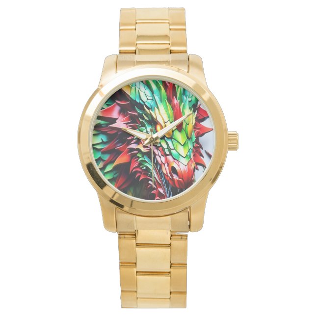 Montre Dragon de respiration par feu vert et rouge (devant)