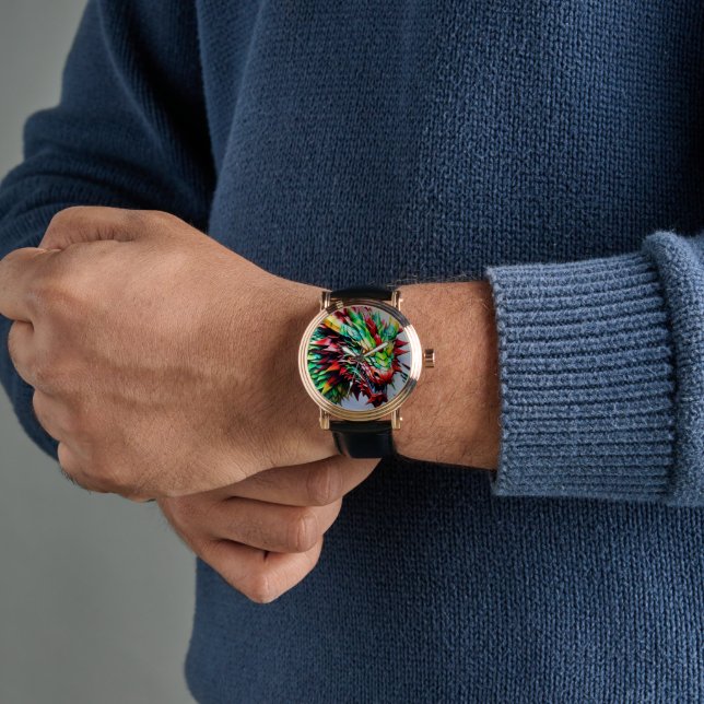 Montre Dragon de respiration par feu vert et rouge (Poignet)