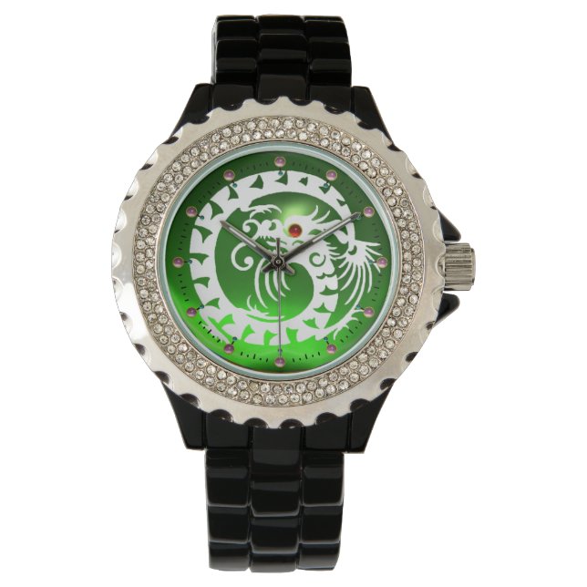 Montre DRAGON DE SERPINS BLANCS DANS EMERALD GREEN Red Pi (devant)