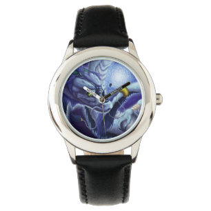 Montre Dragon et perle bleus d'océan