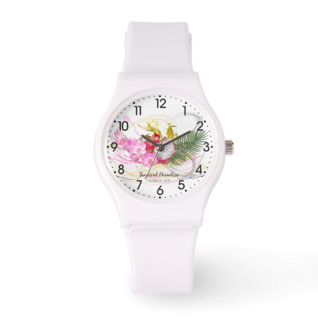 Montre Dragon Fruit et rose Orchid Tropical (Recto)