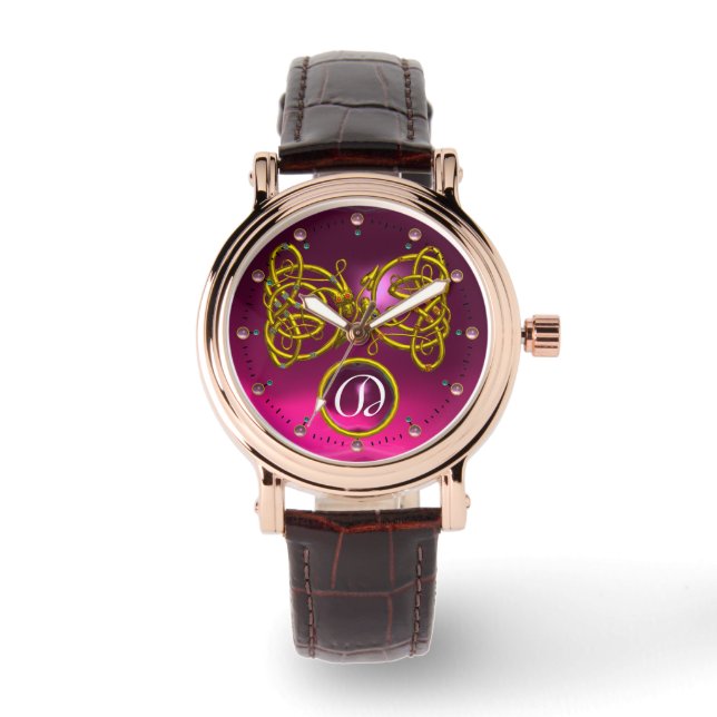 MONTRE DRAGON LOVE/ GOLD CELTIC KNOTS MONOGRAMME EN PIERR (Recto)