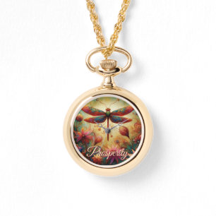 Montre Dragonfly lunaire Floral Art Abstrait Prospérité