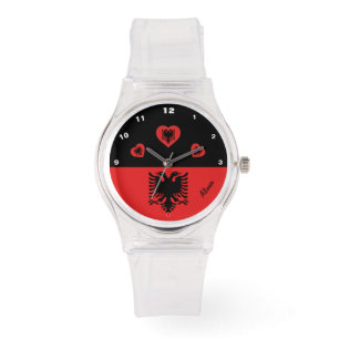 Montre Drapeau albanais & Coeur de mode albanais /fans sp
