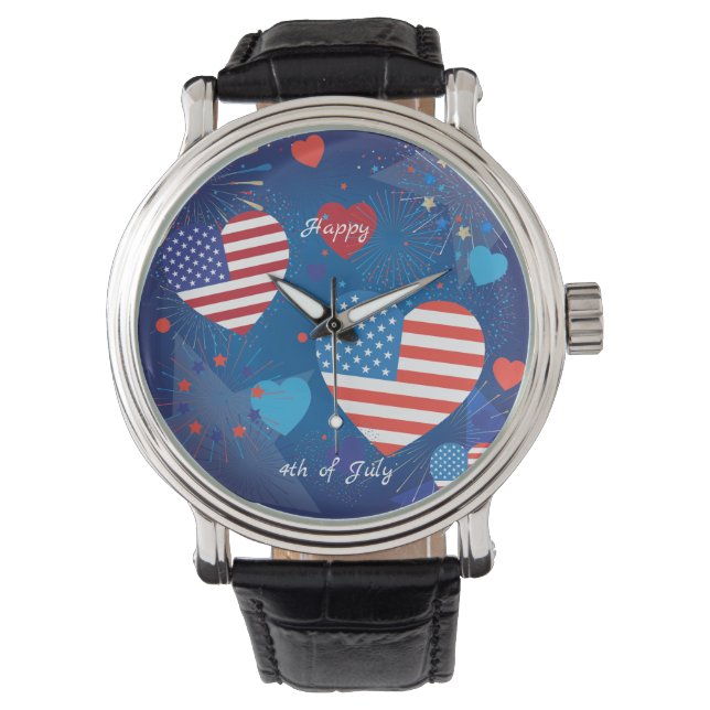 Montre Drapeau américain 4 juillet Patriotique Personnali (devant)