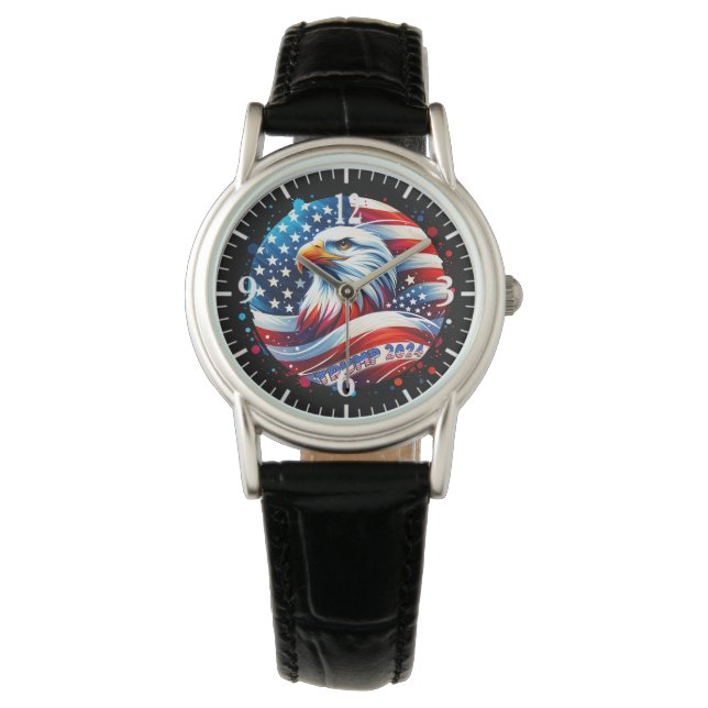 Montre Drapeau américain de l'aigle Trump 2024 (devant)
