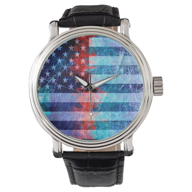 Montre Drapeau américain Grunge (devant)