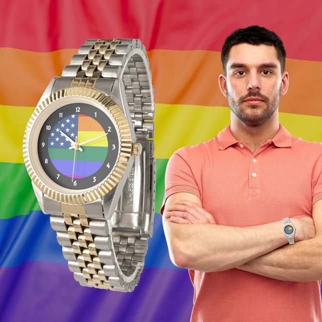 Montre Drapeau américain LGBT Pride avec étoiles (LGBT Pride American Flag with Stars Watch)