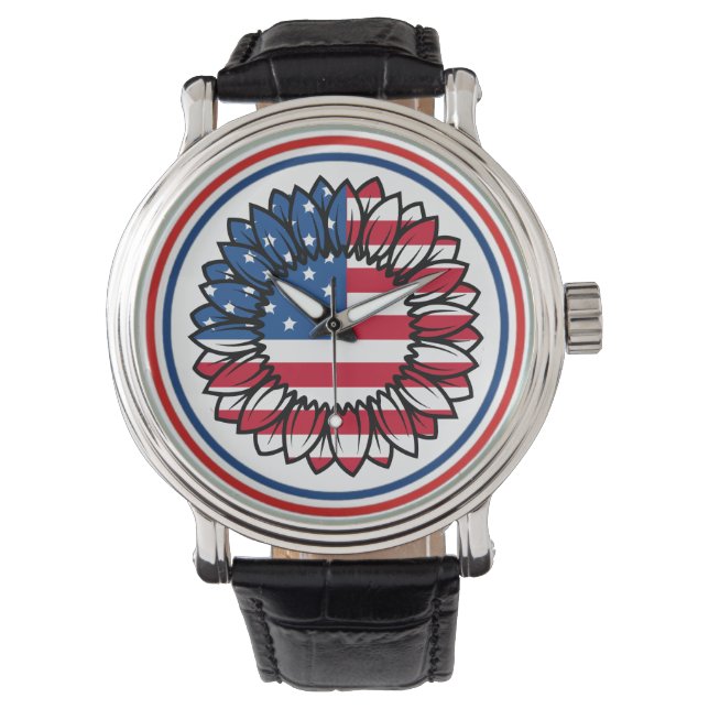 Montre Drapeau américain Tournesol-32222 (devant)