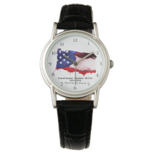 Montre *~* Drapeau américain Vétéran militaire Rouge Blan