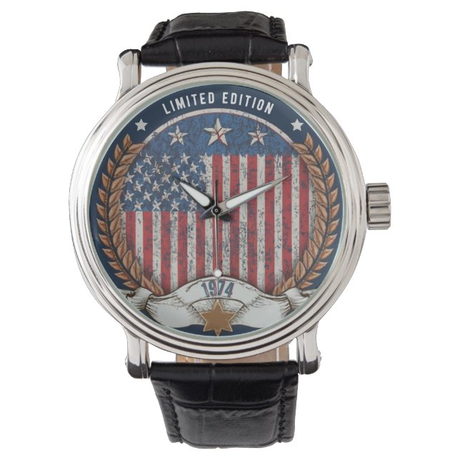 Montre Drapeau américain vintage 1974 (devant)