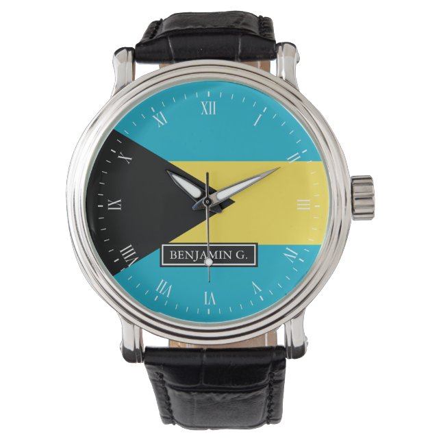 Montre Drapeau bahaméen classique Nom personnalisé (devant)