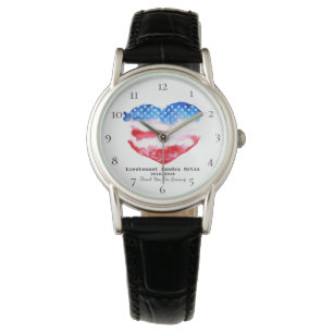 Montre Drapeau bleu blanc rouge de coeur de vétéran