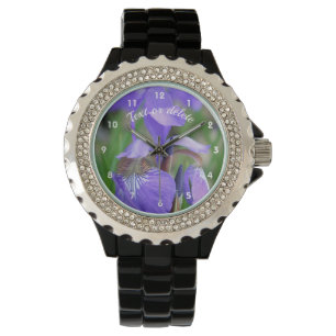 Montre Drapeau bleu sauvage Fleur Iris Personnalisé