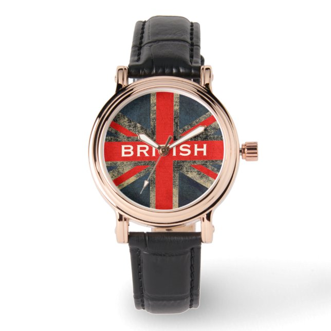 Montre Drapeau britannique Union Jack Custom Leather Stra (Recto)