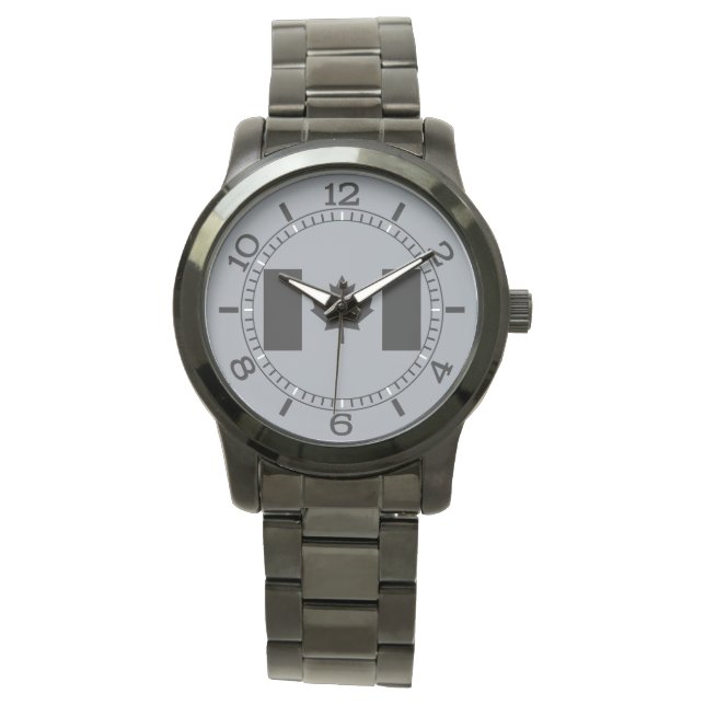 Montre Drapeau canadien élégant en noir (devant)