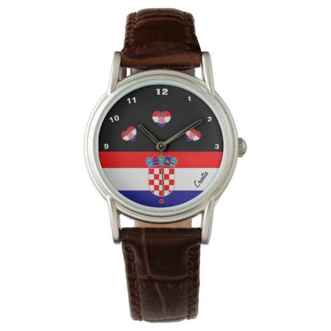 Montre Drapeau croate & Croatie fashion heart /sports (devant)
