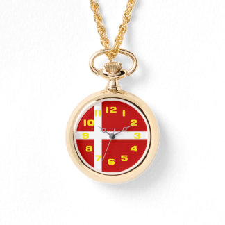 Montre Drapeau danois Dannebrog rouge blanc jaune chiffre