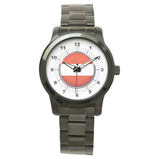 Montre Drapeau d'Autriche pour hommes surdimensionné brac (devant)