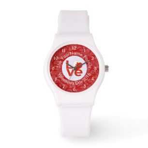 Montre Drapeau de Bahreïn Cœur AMOUR Texte personnalisé
