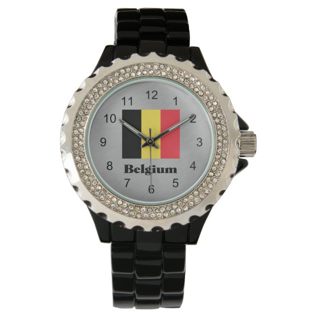 Montre Drapeau de Belgique, étiqueté (devant)