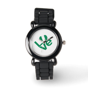 Montre Drapeau de coeur de l'amour vert nigérian