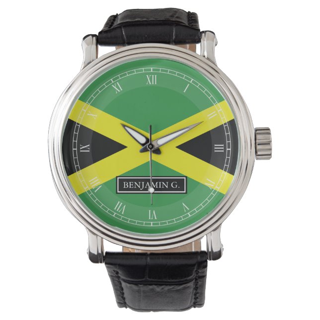 Montre Drapeau de la Jamaïque Nom personnalisé (devant)