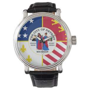 Montre Drapeau de la ville de Detroit USA symbole américa