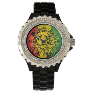 Montre drapeau de lion de reggae de rasta