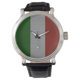 Montre Drapeau de l'Italie avec l'effet de fibre de
