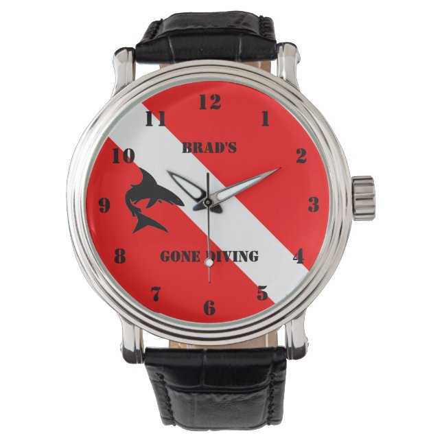 Montre Drapeau de plongée et requin personnalisé (devant)