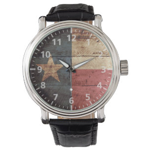 Montre Drapeau d'état du Texas sur le vieux grain en boi