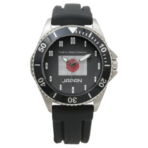 Montre Drapeau du Japon sur fond noir – Minimalisme audac