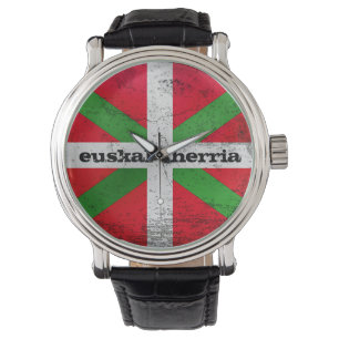 Montre Drapeau du Pays basque, personnalisé, en détresse,