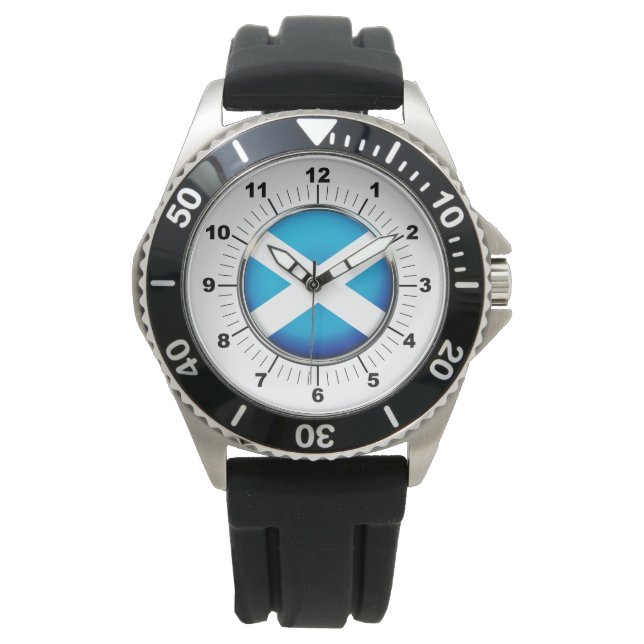 Montre Drapeau écossais pour hommes bracelet en caoutchou (devant)