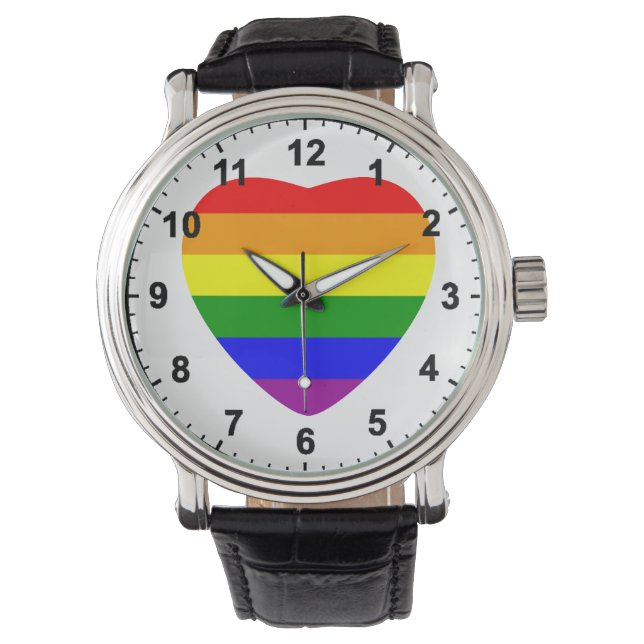 Montre Drapeau en forme de coeur GAY (devant)
